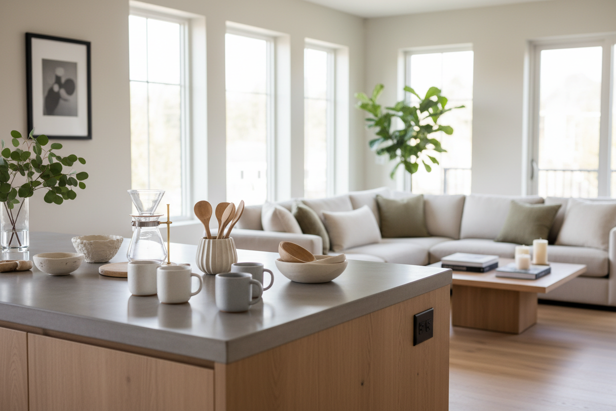 Lifestyle images of products in kitchens or living spaces